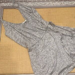 Gray Sleeveless Wrap Romper